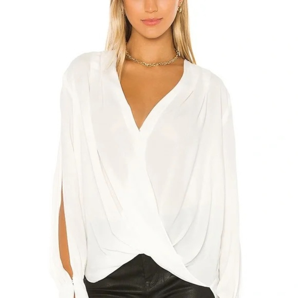 7 For All Mankind White Wrap Blouse